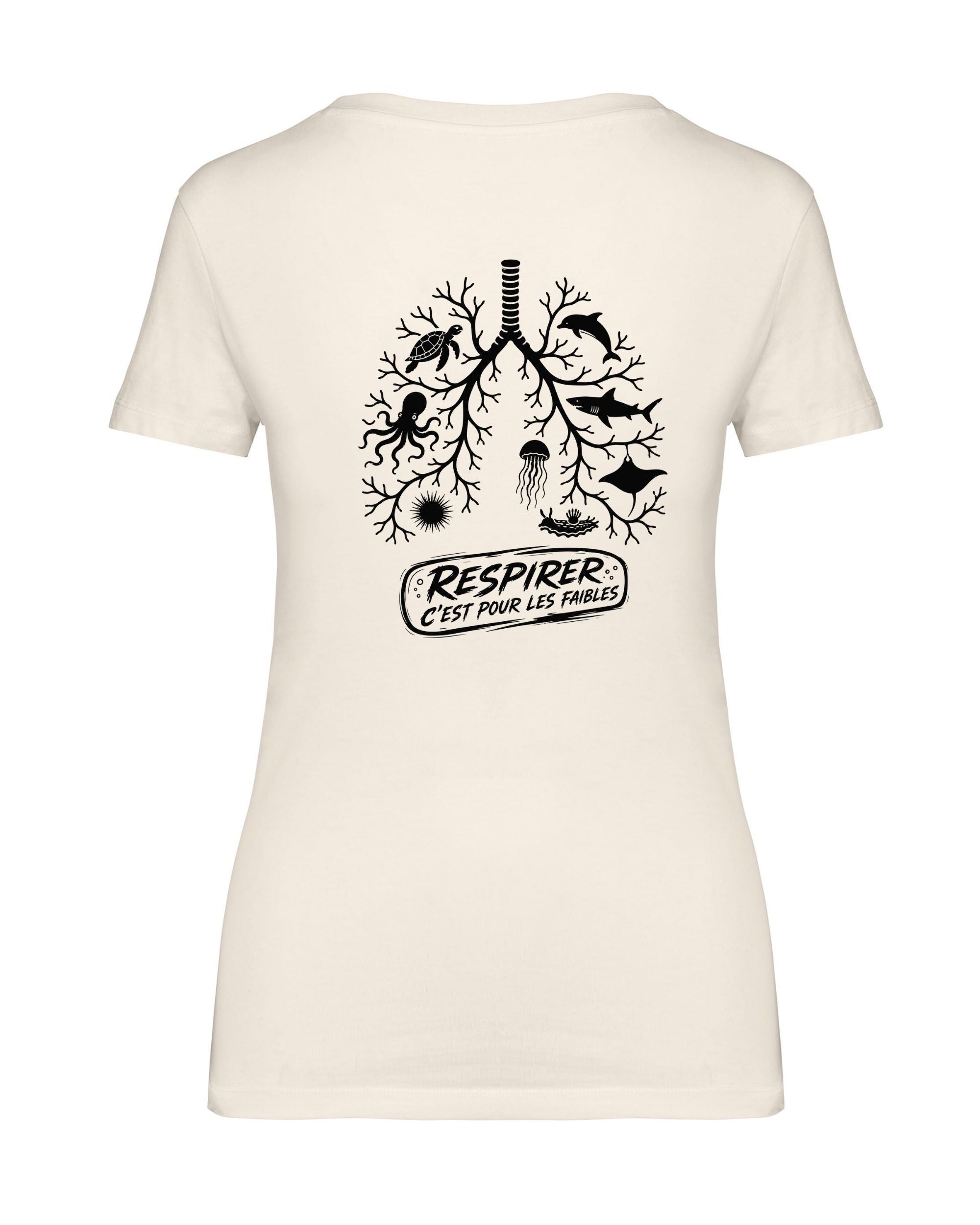 T-shirt Club CAM Col V -BLANC/IVOIRE (Femme)