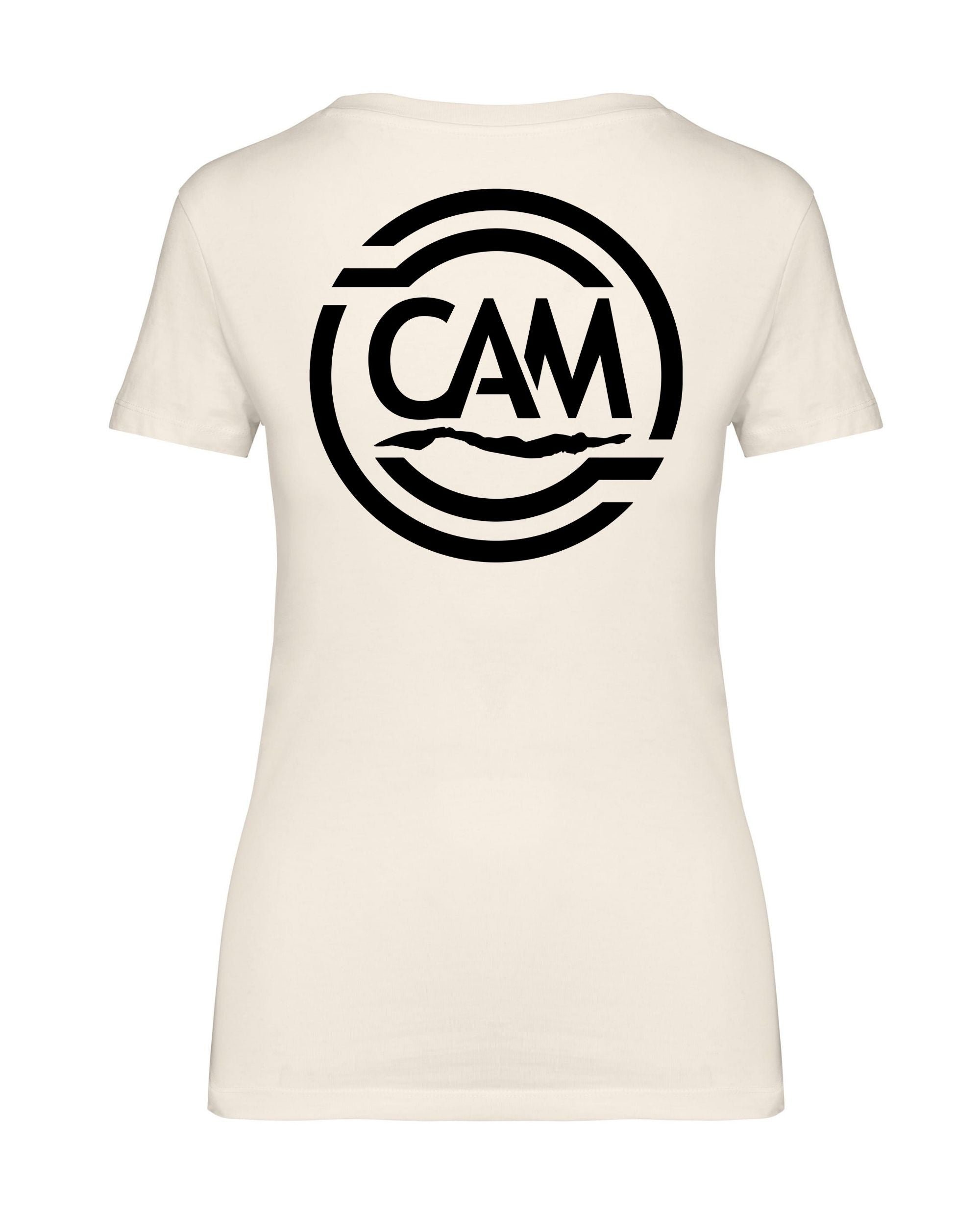 T-shirt Club CAM Col V -BLANC/IVOIRE (Femme)