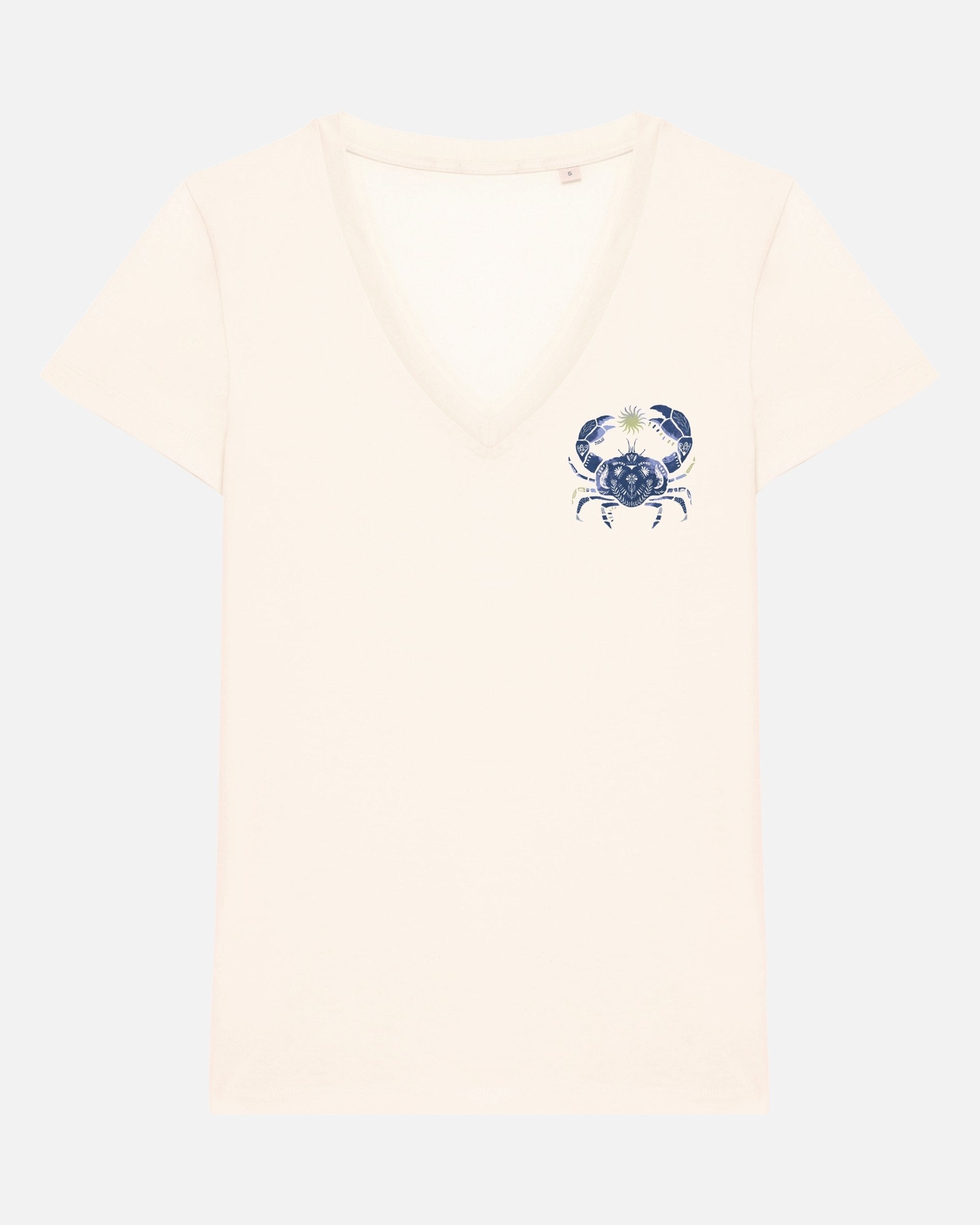 T-shirt coton Col V - Crabe bleu