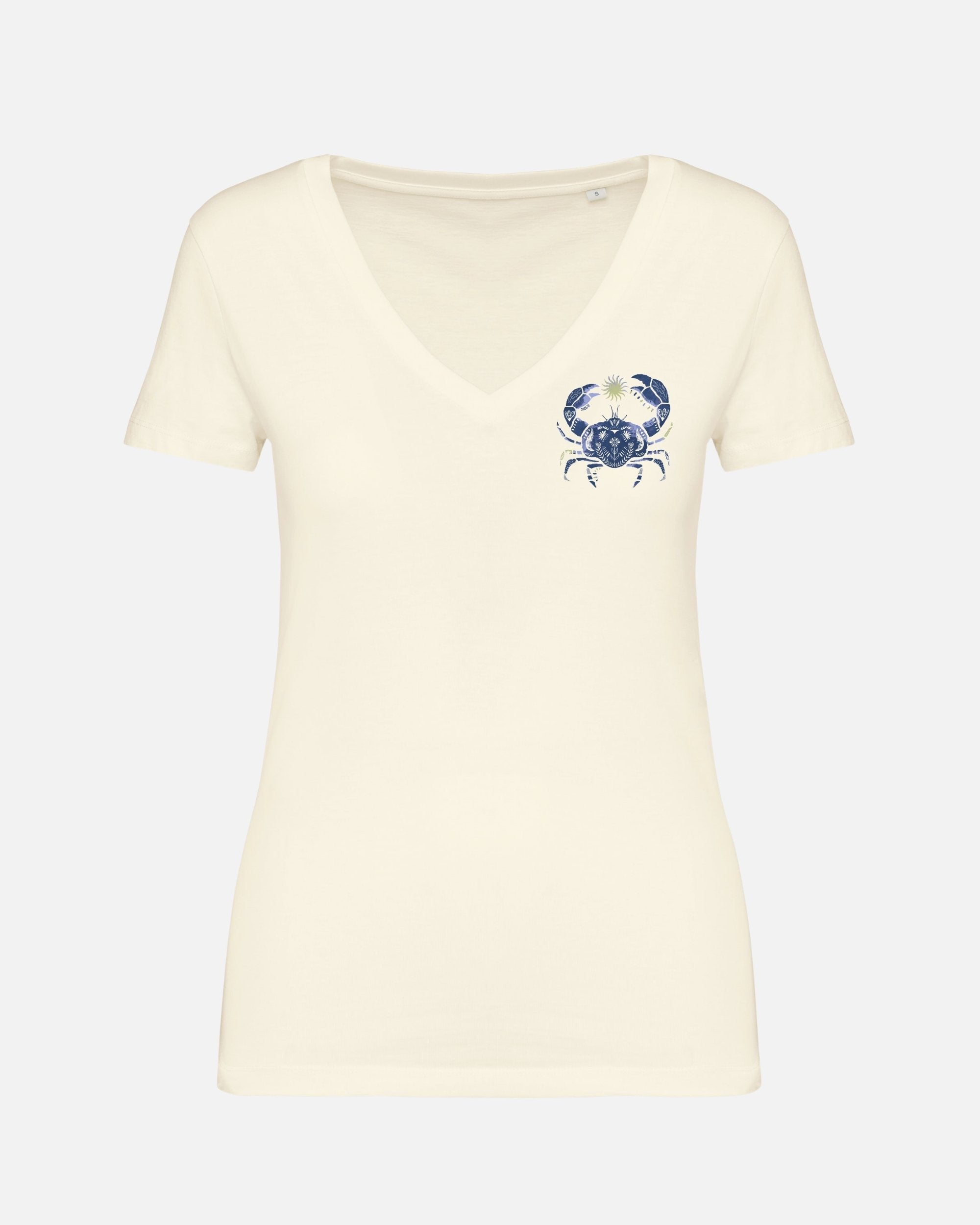 T-shirt coton Col V - Crabe bleu