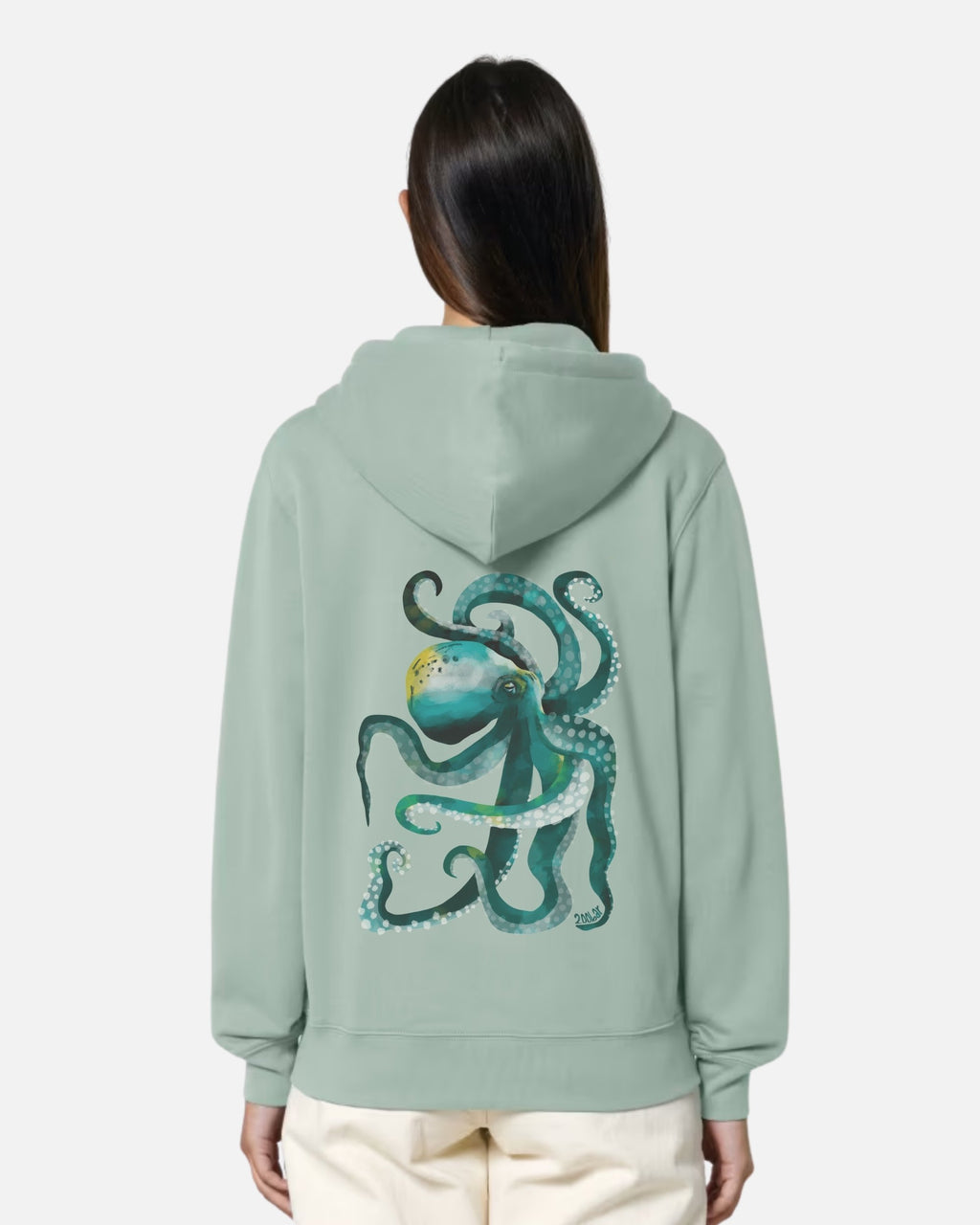 Sweat léger zippé - Poulpe vert