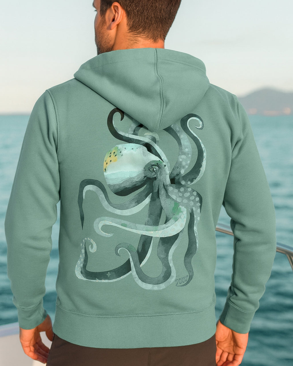 Sweat léger zippé - Poulpe vert