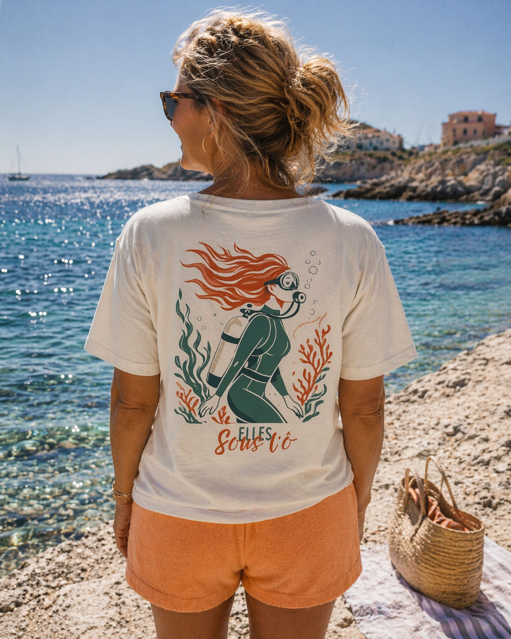 T-shirt coton Col V - Elles sous l'ô
